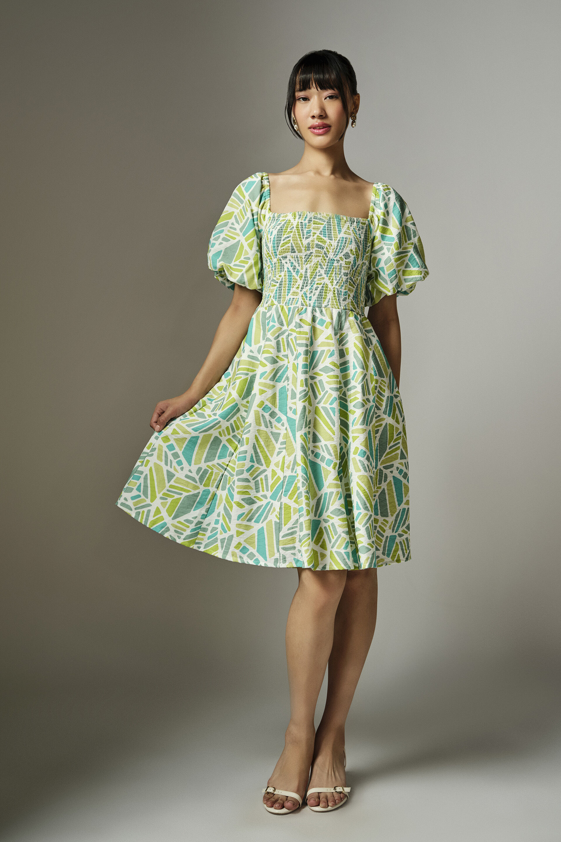 Claribel Green Dress, Green, image 3